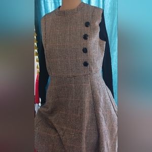 YDY Chinese Brand sweater dress NWT plaid black work cute L NWT grey pink